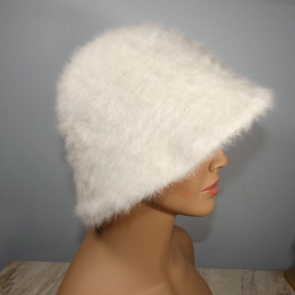 Fabulous! Fun Stylish Fashionable Faux Fur Bucket Hat Ivory - Picture 5 of 11